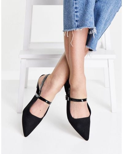 ASOS Lewin Pointed Mary Jane Ballet Flats - Black