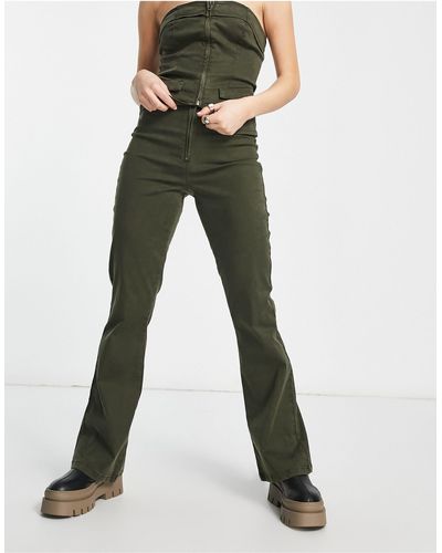 ASOS Pantalon d'ensemble skinny avec fermeture éclair et poches - kaki - Vert
