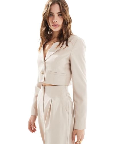Miss Selfridge Relaxed Cropped Blazer Co Ord - Natural