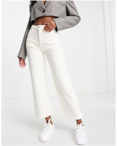 & Other Stories Treasure Cotton Wide Leg High Rise Cropped Jeans - White
