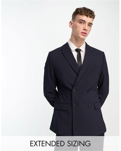 ASOS Wedding Skinny Double Breasted Suit Jacket - Blue