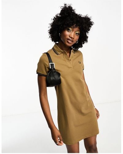 Fred Perry Twin Tipped Polo Shirt Dress - Natural