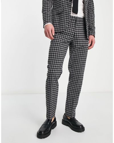 River Island Boucle Check Slim Suit Trousers - Grey