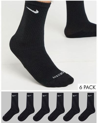 Nike Training Everyday Cushioned Plus 6 Pack Crew Socks - Black