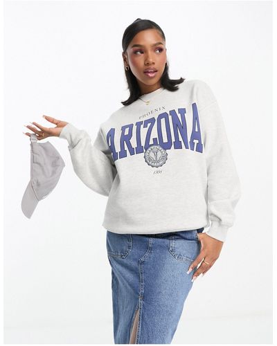 Pull&Bear Oversized Varsity 'arizona' Sweater - Wit