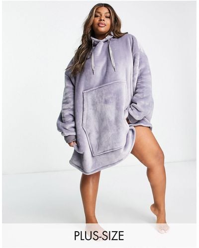 Simply Be Oversized snuggle Hoodie - Blue