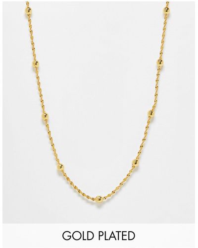 ASOS Curve 14k Plated Short Necklace With Ball And Twist Chain Detail - White