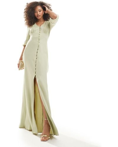 Maids To Measure Bridesmaid Button Front Maxi Dress - Green