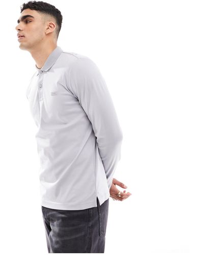 Calvin Klein Slim Long Sleeve Polo Shirt - White