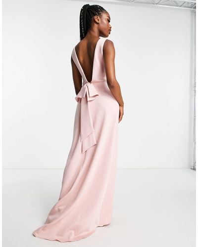 TFNC London Bridesmaid Bow Back Maxi Dress - Pink