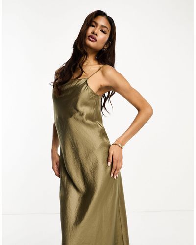 SELECTED Femme Satin Slip Dress - Green