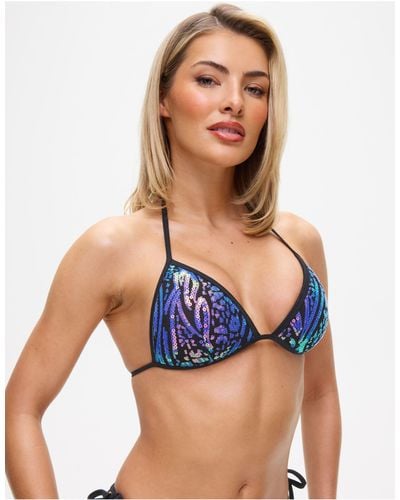 Ann Summers Sultry Heat Sparkle Triangle Bikini Top - Blue