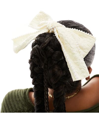 True Decadence Pearl Trim Hair Bow - Black