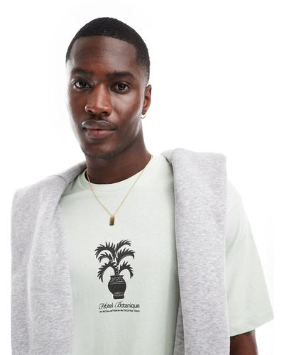 SELECTED Oversized T-shirt With Central Plant Print - White