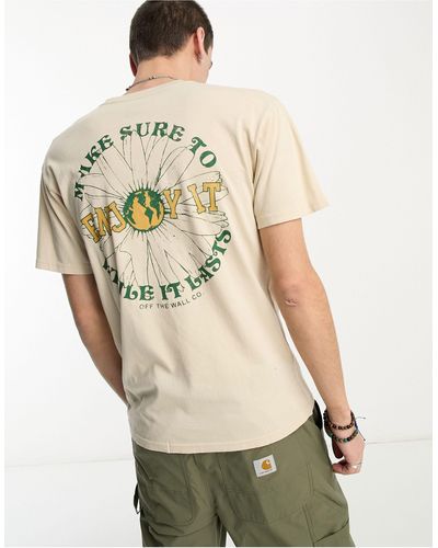 Vans T-shirt beige con stampa vintage "enjoy it" sul retro - Neutro