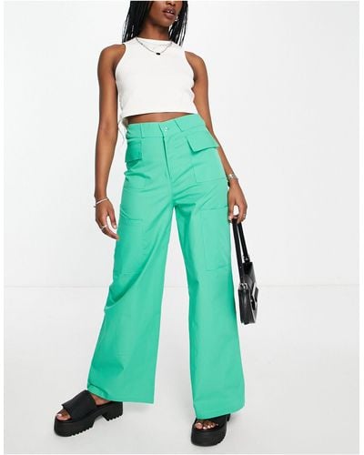 Fashionkilla Wide Leg Utility Cargo Trouser Co-ord - Green