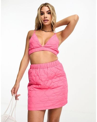 Threadbare Quilted Mini Skirt Co-ord - Pink