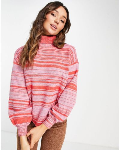 ASOS Oversized Trui Met Col Van Space-dye Garen - Roze