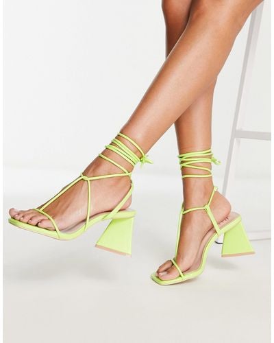 Raid Aysha Tie Ankle Mid Heeled Sandals - Green