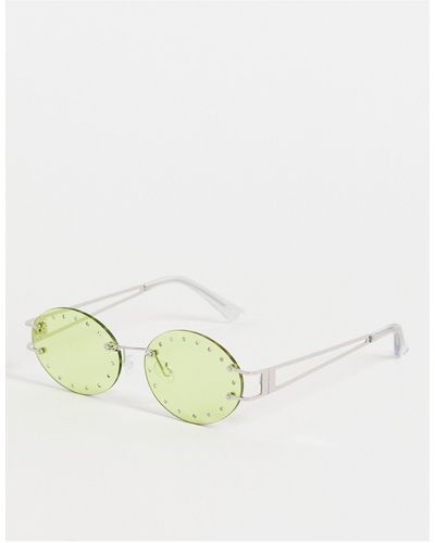 ASOS Rimless Round Glasses With Crystal Detail - Green