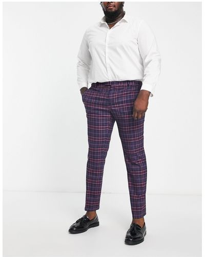 Twisted Tailor Plus - ladd - pantaloni da abito e rosa a quadri scozzesi - Blu