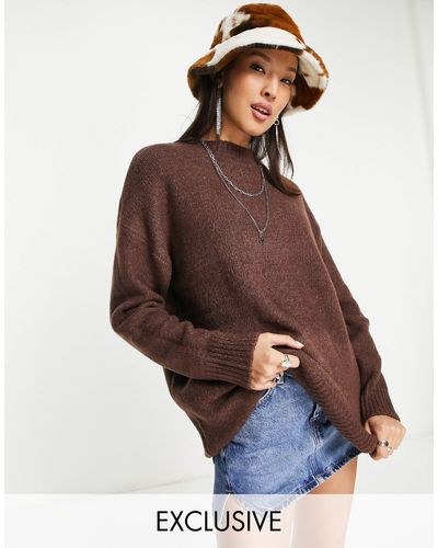 Bershka Oversized Sweater - Brown