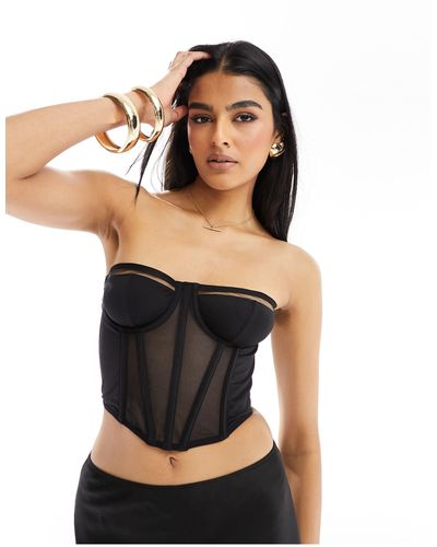 ASOS Lexi - corset à armatures en tulle et microfibre - Noir