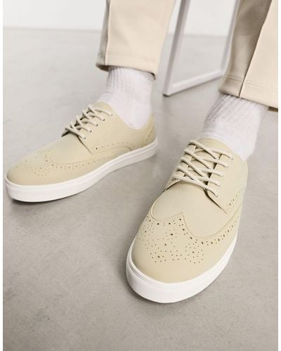 ASOS Chaussures imitation daim à lacets avec détails richelieu - beige - Noir
