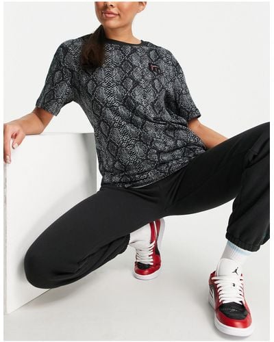 Nike Basketball Fly Oversized Aop Snake Print T-shirt - Black
