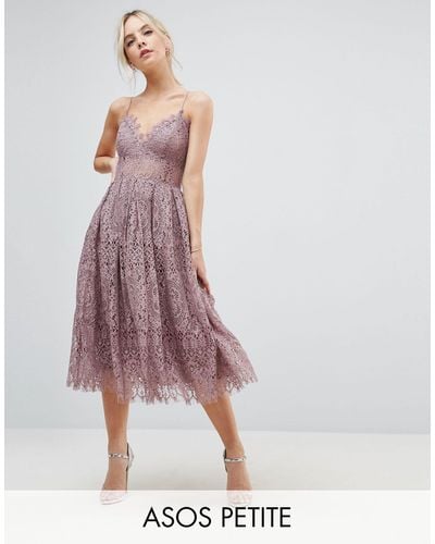 ASOS Lace Cami Midi Prom Dress - Purple
