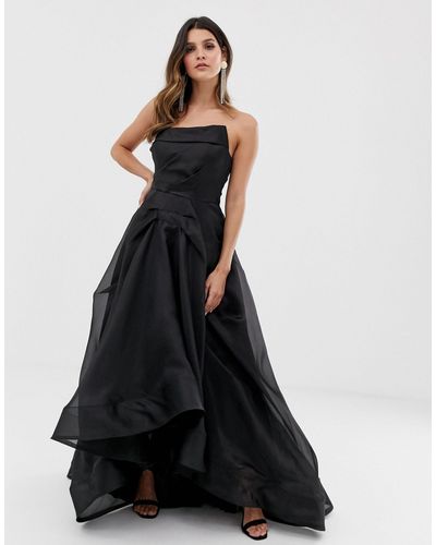 Bariano Full Maxi Dress With Organza Bust Detail - Black