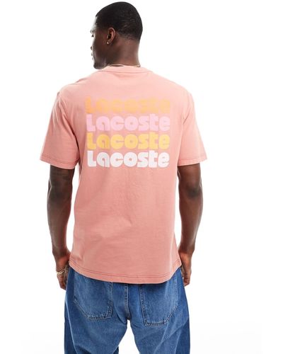 Lacoste Washed Short Sleeve T-shirt With Back Print - Pink