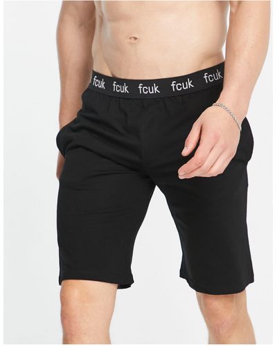 French Connection Lounge Shorts With Logo Waistband - Black