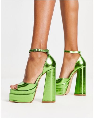 Truffle Collection Double Platform Sandals - Green