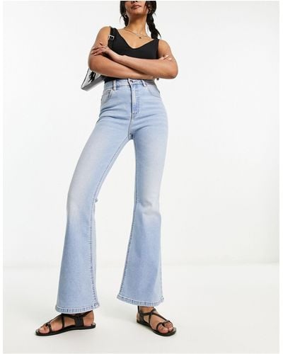 Pull&Bear High Waisted Flared Jeans - Blue