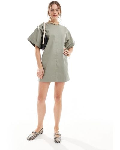 ASOS Twill Boxy T-shirt Mini Dress - Green