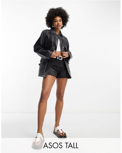 ASOS Chaqueta negra con flecos para festivales - Negro