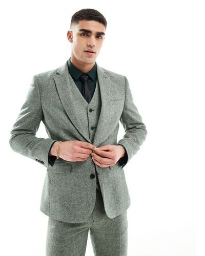 ASOS Slim Fit Wool Mix Suit Jacket - Green