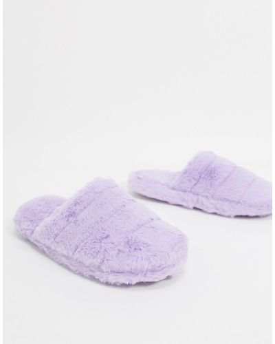ASOS Zoe Quilted Slipper Slides - Purple