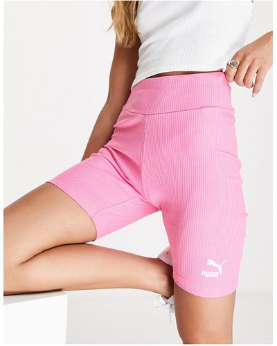 PUMA Acid Bright Ribbed legging Shorts - Pink