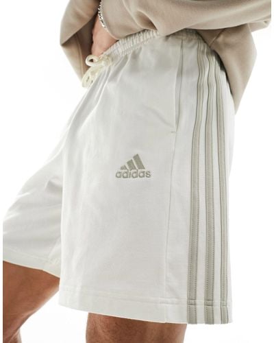 adidas Originals Adidas Training Three Stripe Jersey Shorts - Grey