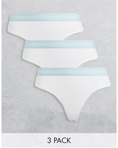 French Connection 3 Pack Thongs - White