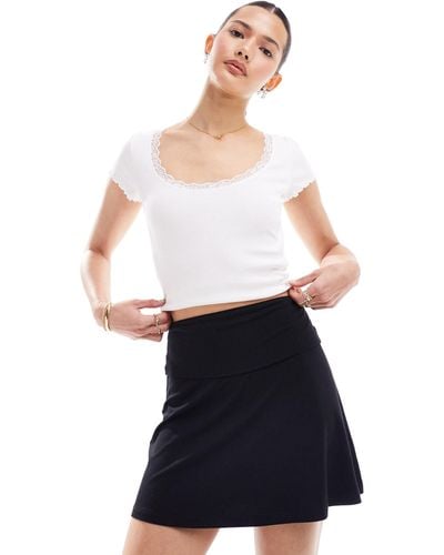 Miss Selfridge Foldover Mini Skirt - White