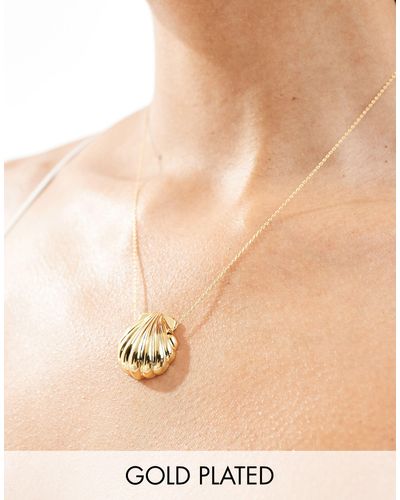 Orelia Plated Domed Shell Threadthru Necklace - Natural