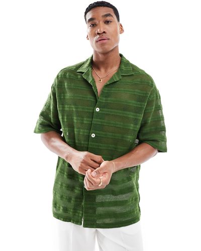 ASOS – oversize-hemd aus häkel-spitze mit reverskragen - Grün