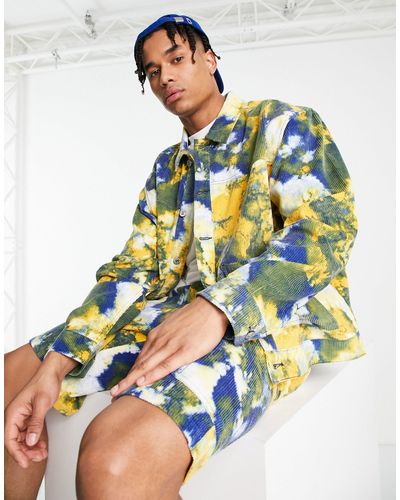 TOPMAN Oversized Jacket With All Over Tie Dye - Blue