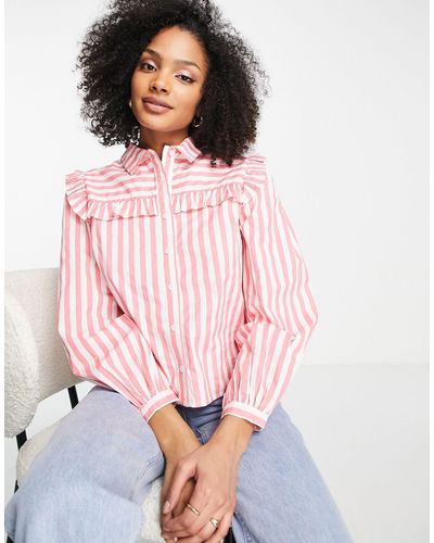 Nobody's Child Oversized Shirt With Frill Details - Pink