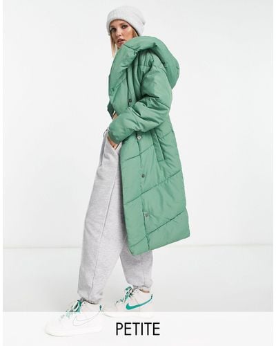 Noisy May Longline Padded Coat With Hood - Green