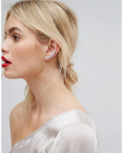 Orelia Swarovski Crystal Ear Climber & Stud Earrings - Metallic