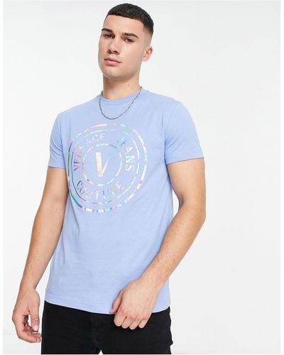 Versace T-shirt Met Iriserend Embleem - Blauw